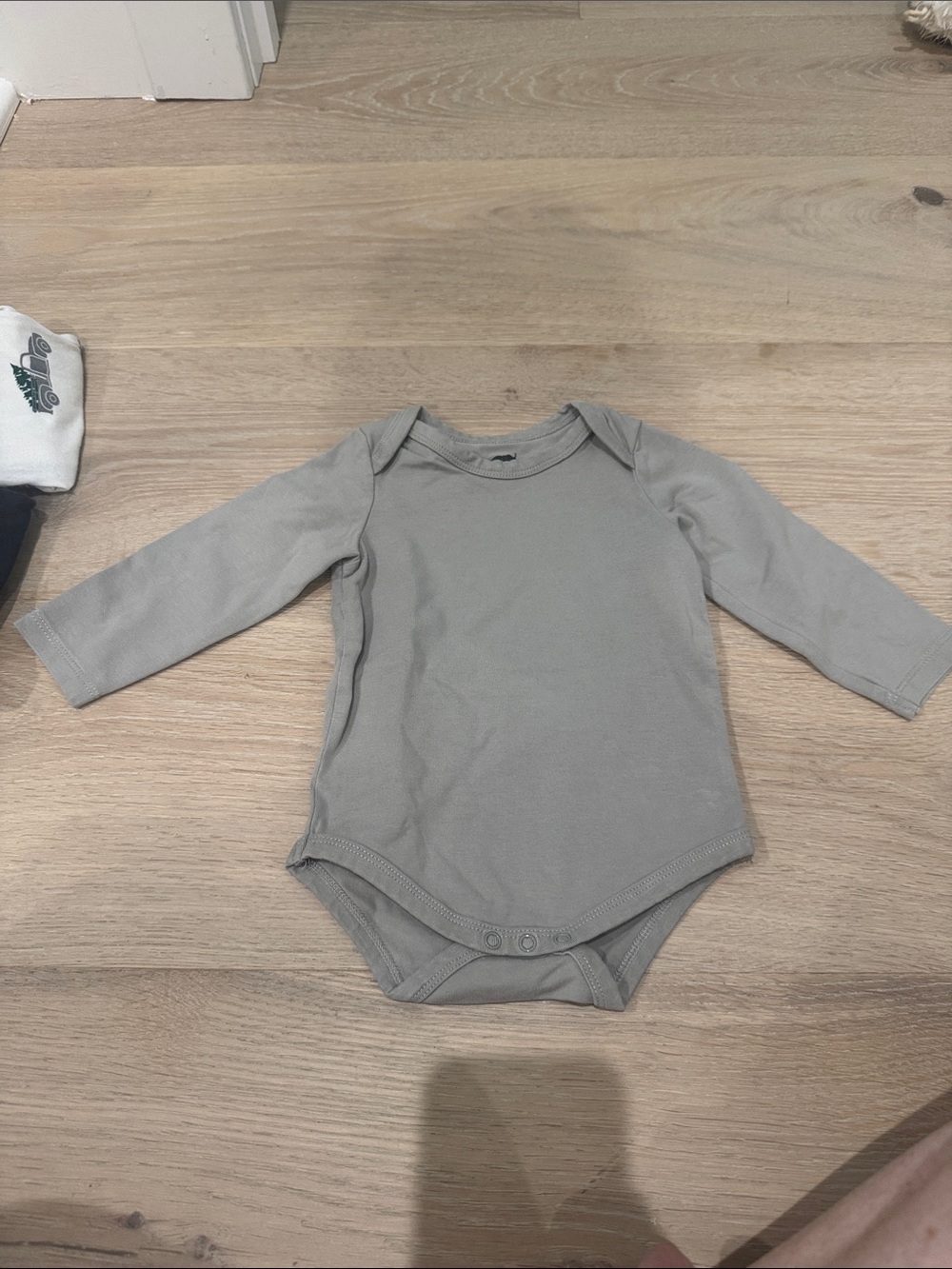 Long-Sleeve Baby Bodysuit in Light Gray